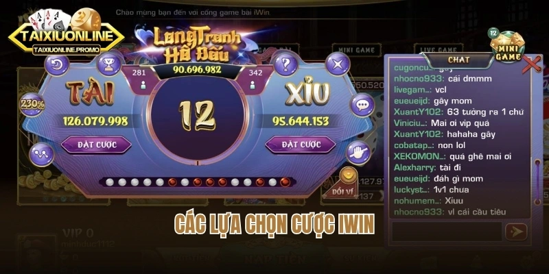 Các lựa chọn cược Iwin